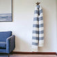 Cream and Slate Slanted Stripe Fringed Throw Blanket