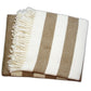 Cream and Stone Slanted Stripe Fringed Throw Blanket