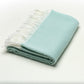 Green Woven Acrylic Herringbone Plush Reversable Throw