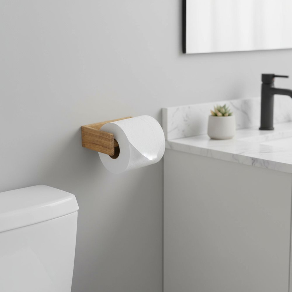 Traditional Solid Teak Wall Mount Toilet Paper Holder