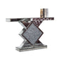 47" Clear and Silver Mirrored Glass And Faux Crystals Pedestal Console Table