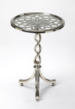 26" Silver Aluminum Open Lattice Round Top End Table