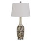Set Of Two 30" Silver Metal Two Light Bedside Table Lamps With White Globe Shade