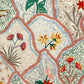 18" Beige Blue and Green Cotton Throw Pillow With Embroidery