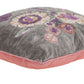 18" Taupe and Purple Cotton Throw Pillow With Embroidery