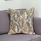 18" Beige and Brown Cotton Throw Pillow With Embroidery
