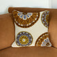 20" Beige and Brown Cotton Throw Pillow