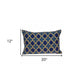 12" X 20" Blue Cotton Throw Pillow