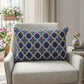 12" X 20" Blue Cotton Throw Pillow