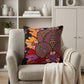 20" Black and Orange Cotton Throw Pillow With Embroidery