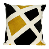 20" Black White And Yellow Cotton Throw Pillow