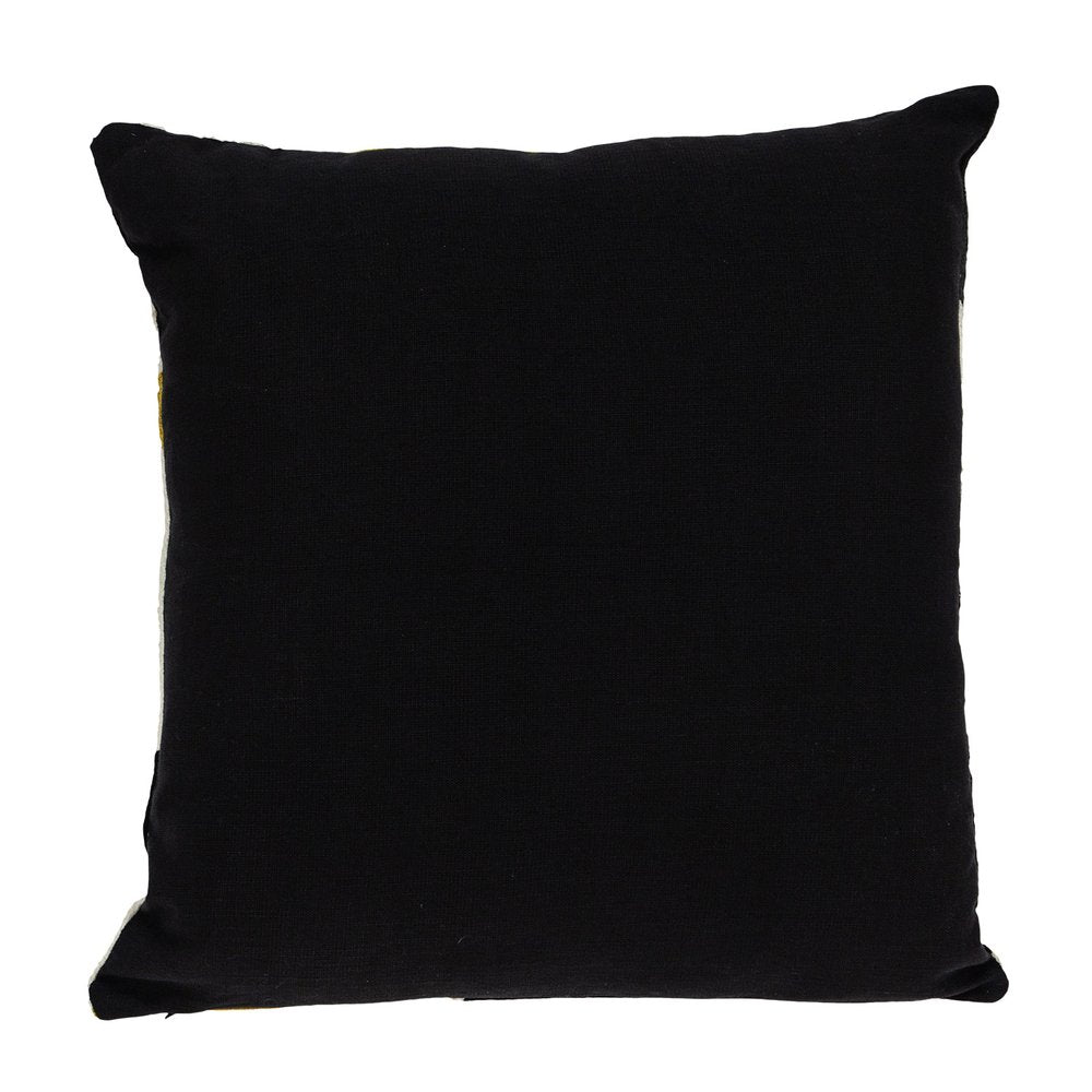 20" Black White And Yellow Cotton Throw Pillow