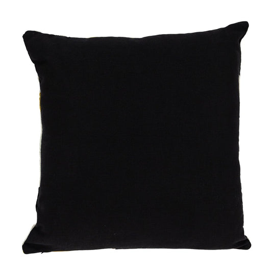 20" Black White And Yellow Cotton Throw Pillow