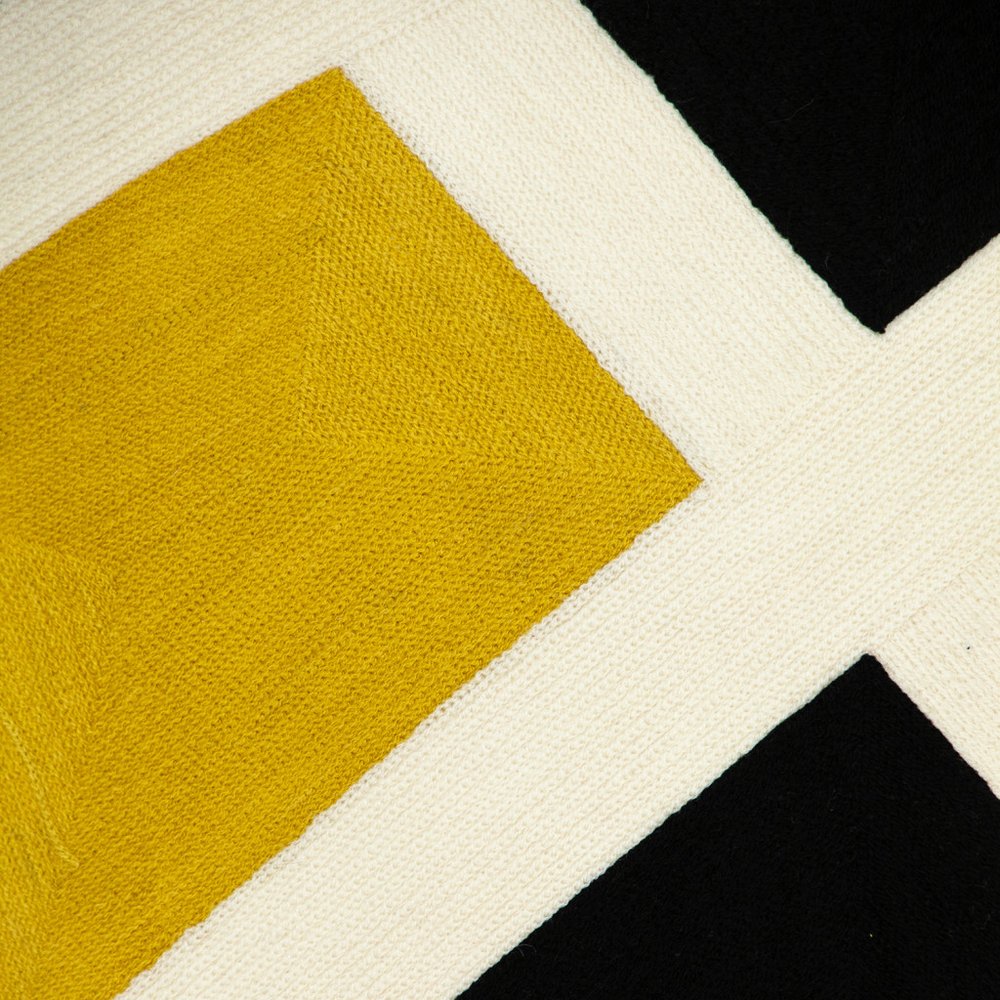 20" Black White And Yellow Cotton Throw Pillow