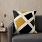 20" Black White And Yellow Cotton Throw Pillow