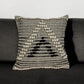 18" Beige and Black Cotton Throw Pillow With Embroidery