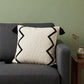 20" x 20" Black and Cream Zigzag Pattern Square Accent Throw Pillow with Tassel