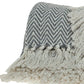 Handloomed Dark Gray Cotton Throw Blanket with Tassels