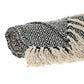 52" X 67" Black And Beige Geometric Diamond Throw Blanket with Tassels