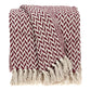 52" X 67" Burgundy And Ivory Cotton Woven Herringbone Throw Blanket with Tassels