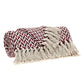 52" X 67" Burgundy And Ivory Cotton Woven Herringbone Throw Blanket with Tassels