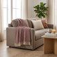 52" X 67" Burgundy And Ivory Cotton Woven Herringbone Throw Blanket with Tassels