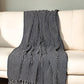 52" X 67" Black and White Woven Cotton Striped Throw Blanket with Tassels
