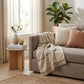 52" X 67" Beige and Black Woven Cotton Striped Throw Blanket with Tassels