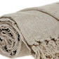 52" X 67" Beige and Black Woven Cotton Striped Throw Blanket with Tassels