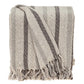 67" X 52" Beige And Taupe Cotton Woven Striped Throw Blanket with Fringe