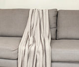 67" X 52" Beige And Taupe Cotton Woven Striped Throw Blanket with Fringe
