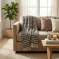Black and Beige Striped Woven Handloom Throw Blanket