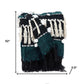 52" X 67" Blue Quilted Wool Abstract Throw Blanket