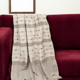 Tufted Beige Fringed Woven Handloom Throw