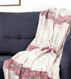 Beige and Shades of Pink Strips Woven Handloom Throw Blanket
