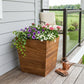 21" Brown Solid Wood Indoor Outdoor Square Planter Box