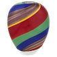 9" Red Blue and Green Striped Murano Style Art Glass Table Vase