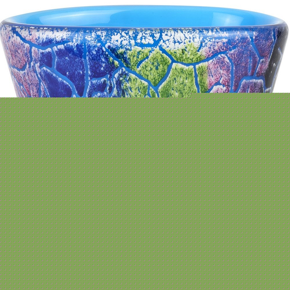 8" Blue and Green Murano Glass Abstract Oval Table Vase