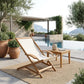 27" White and Natural Wood Solid Wood Indoor Outdoor Deck Chair