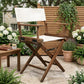 23" Brown and Ivory and Natural Wood Solid Wood Indoor Outdoor Director Chair