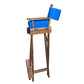 23" Blue and Brown Solid Wood Indoor Outdoor Director Chair
