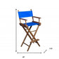23" Blue and Brown Solid Wood Indoor Outdoor Director Chair