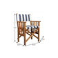 20" Blue and White and Natural Wood Solid Wood Indoor Outdoor Director Chair with Blue and White Cushion