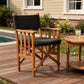 20" Black and Natural Wood Solid Wood Indoor Outdoor Director Chair with Black Cushion