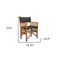 20" Black and Natural Wood Solid Wood Indoor Outdoor Director Chair with Black Cushion