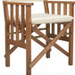 20" Ivory and Natural Wood Solid Wood Indoor Outdoor Director Chair with Ivory Cushion