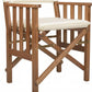 20" Ivory and Natural Wood Solid Wood Indoor Outdoor Director Chair with Ivory Cushion