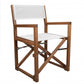 23" White and Natural Wood Solid Wood Indoor Outdoor Director Chair
