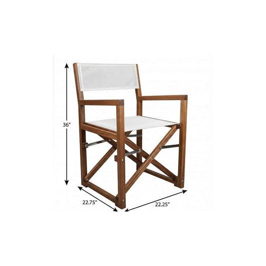 23" White and Natural Wood Solid Wood Indoor Outdoor Director Chair