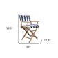 23" Blue and White and Natural Wood Solid Wood Indoor Outdoor Director Chair with Blue and White Cushion